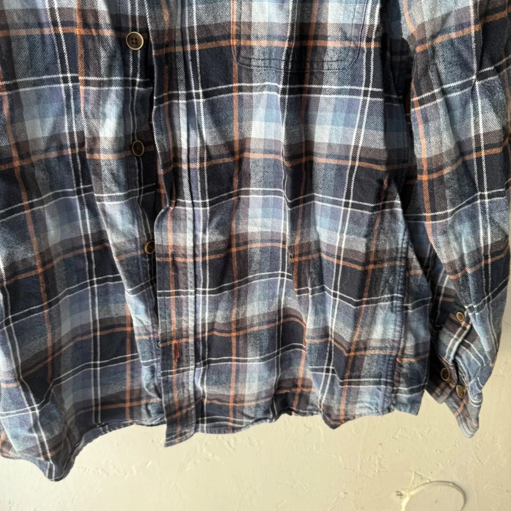 Weatherproof Vintage Mens Plaid Flannel Button Up Shirt Blue Outdoor‎ Cabin M